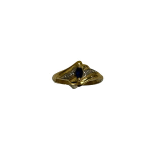 Bague Or avec Pierre Bleue et Diamants