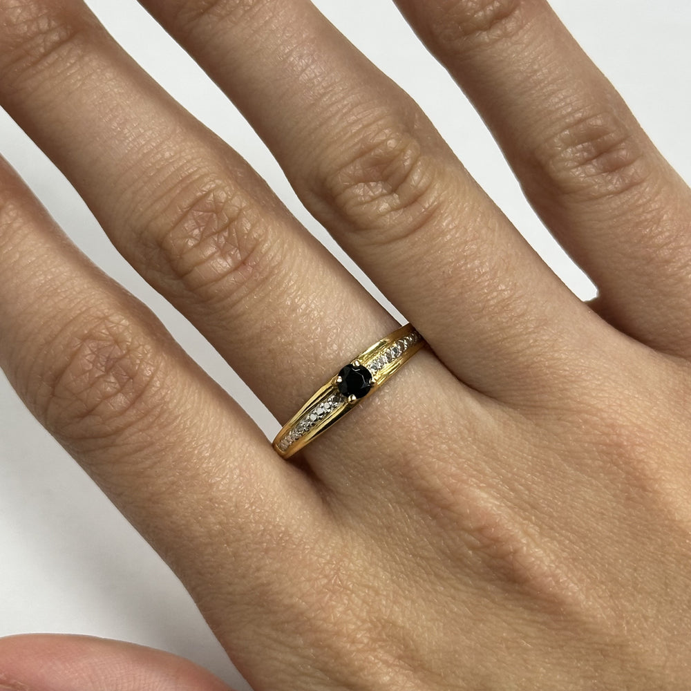 Bague Or avec Pierre Bleue et Diamants