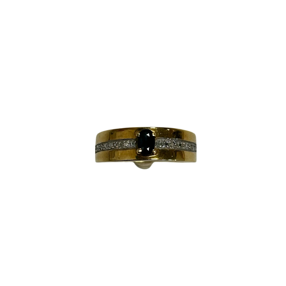 Bague Or avec Pierre Bleue et Diamants