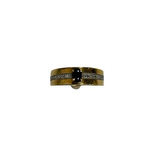 Bague Or avec Pierre Bleue et Diamants