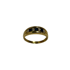 Bague 2 Ors avec Pierre Bleue et Diamants