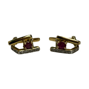 Boucles d'Oreille Or avec Rubis et Diamants