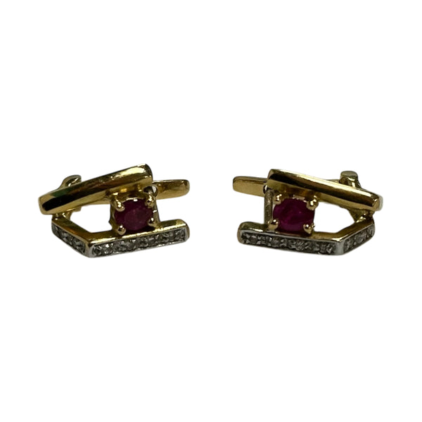 Boucles d'Oreille Or avec Rubis et Diamants