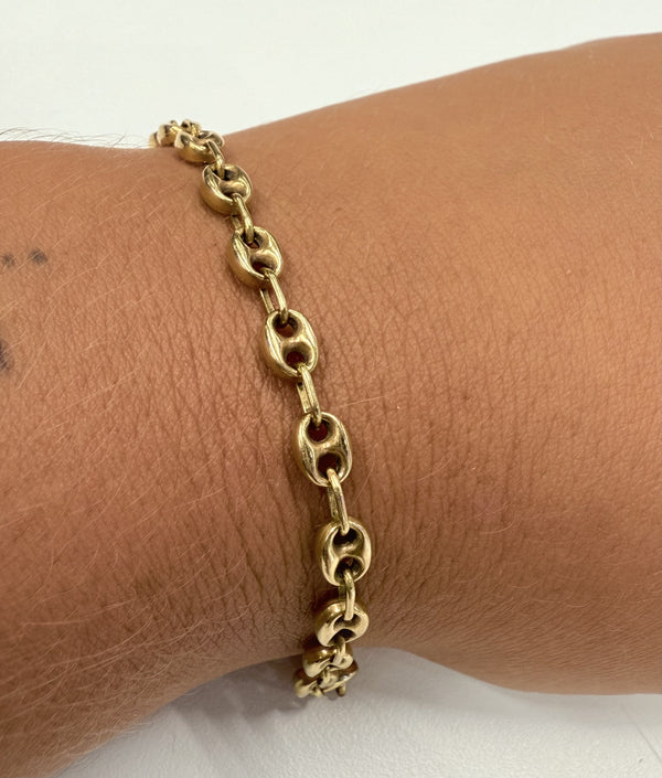 Bracelet Or Maille Grain de Café