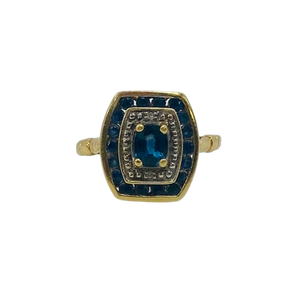 Bague or avec diamants et saphirs