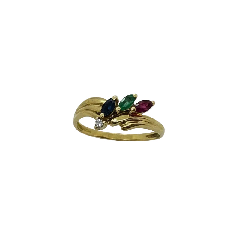 Bague en Or Jaune avec Pierres Précieuses 18k