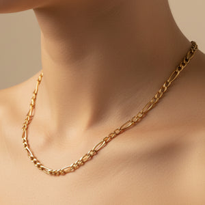 Chaîne Maille figaro en or jaune 18K  - 7.57 Grs