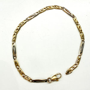 Bracelet Maille Fantaisie Or Jaune et Blanc 18k