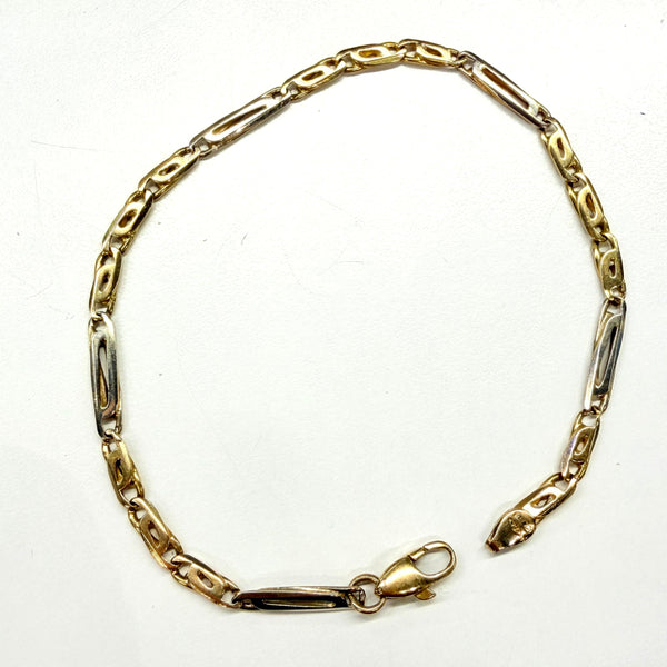 Bracelet Maille Fantaisie Or Jaune et Blanc 18k