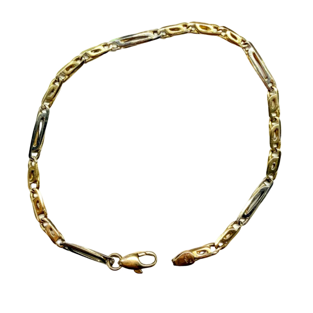 Bracelet Maille Fantaisie Or Jaune et Blanc 18k