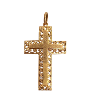 Pendentif Croix Or Jaune 18K Tête d'Aigle
