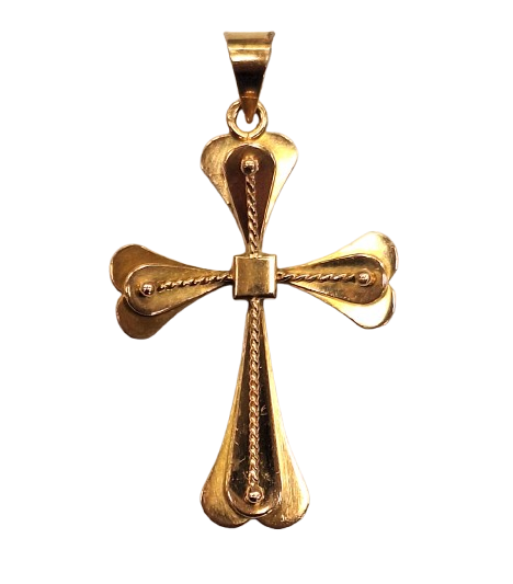 Pendentif Croix Or Jaune 18K Tête d'Aigle 2.38 Grs
