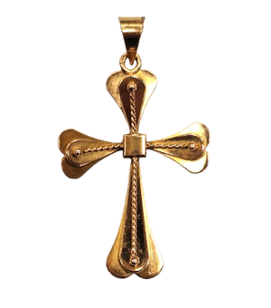 Pendentif Croix Or Jaune 18K Tête d'Aigle 2.38 Grs