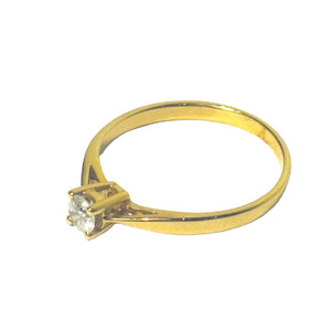 Bague Solitaire en Or Jaune 18 Carats avec Diamant 0.18ct