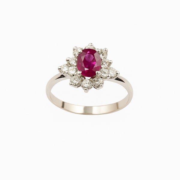 Bague Marguerite en Or Blanc 18 Carats - Taille 54,5