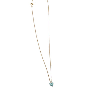 Collier Princesse En Or Jaune 18K avec Aigue Marine et Diamants