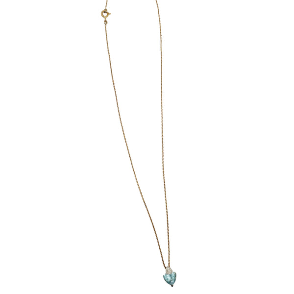Collier Princesse En Or Jaune 18K avec Aigue Marine et Diamants