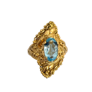 Bague Marquise Or Jaune 18K avec Topaze
