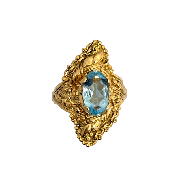 Bague Marquise Or Jaune 18K avec Topaze