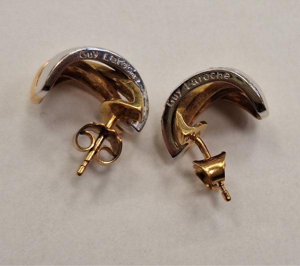 Boucles d'oreilles en 3 ors et diamants signées Guy Laroche