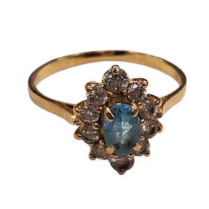 Bague Marguerite avec Aigue Marine