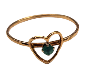 Bague cœur en or avec émeraude naturelle