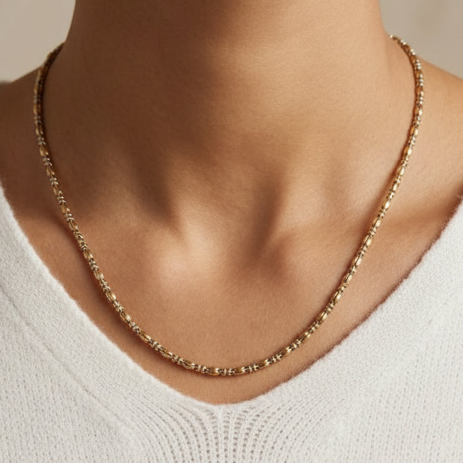 Collier Or Jaune Maille Diamantée 18 K - 10 G