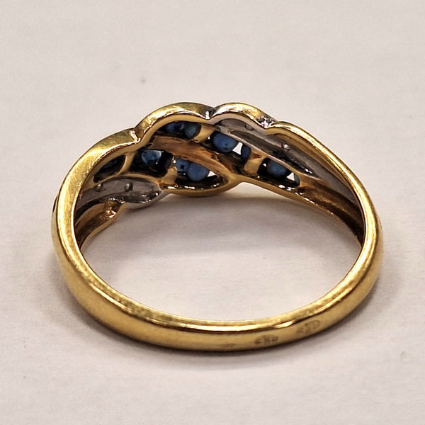 Bague en Or Jaune avec Diamants et Saphirs