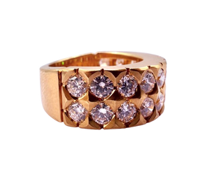 Bague demi tour en Or jaune 18K avec diamants