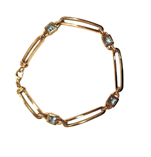 Bracelet Maillon Forçat Or Jaune 18 Carats avec Topaze
