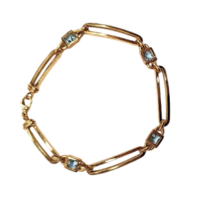 Bracelet Maillon Forçat Or Jaune 18 Carats avec Topaze