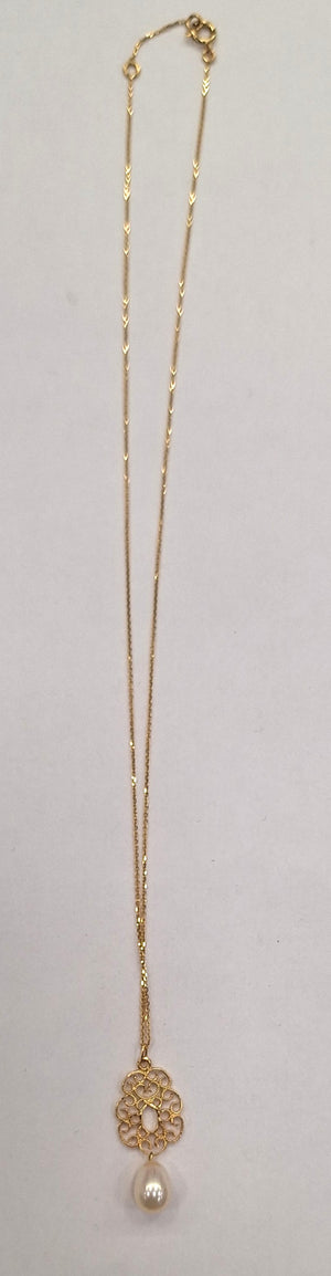 Collier en Or Jaune 18 carats avec Perle