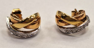 Boucles d'oreilles en 3 ors et diamants signées Guy Laroche