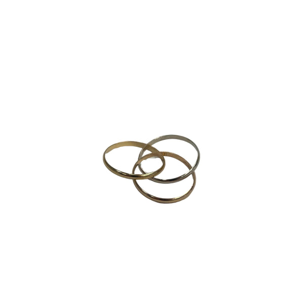 Bague Alliance en Or Jaune Blanc et Rose 18 Carats - Taille 55