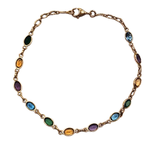 Bracelet Maillon en Or Jaune 18K avec Pierres Naturelles