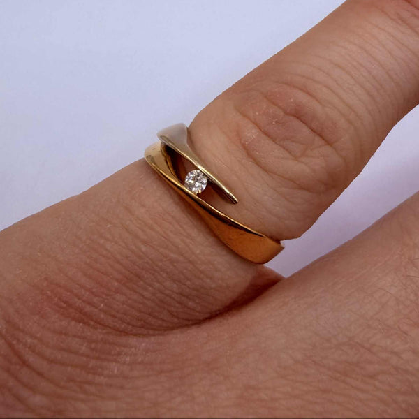 Bague Solitaire Diamant Or Jaune et Blanc 18k - 3.82 G