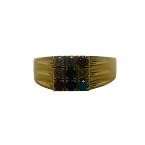 Bague en Or Jaune 9 Planètes 18K et Zirconium