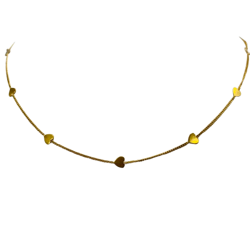 Collier Ras du Cou en Or Jaune 18K motif à coeur