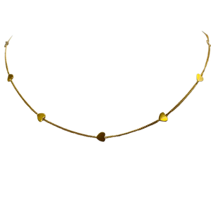 Collier Ras du Cou en Or Jaune 18K motif à coeur