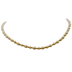 Collier Ras du Cou en Or Jaune 18K avec Perles