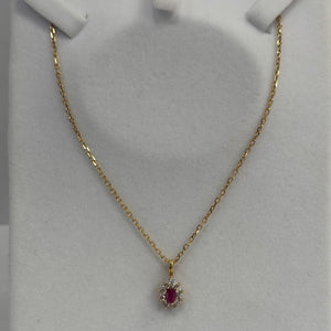 Pendentif marguerite en or jaune 18 carats avec pierres naturelles