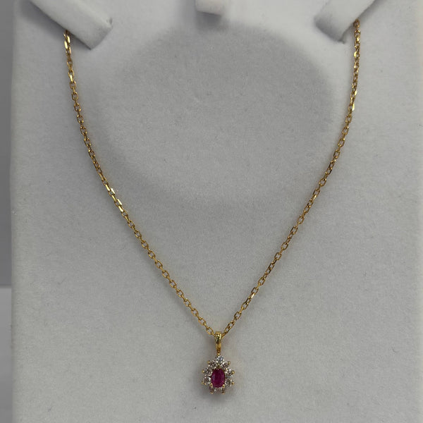 Pendentif marguerite en or jaune 18 carats avec pierres naturelles