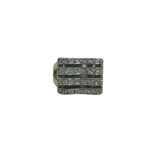 Bague Tank 750/1000 Or Jaune et Gris avec Diamants
