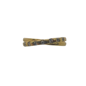 Bague Demi-Tour en Or Jaune 18K & Zirconiums