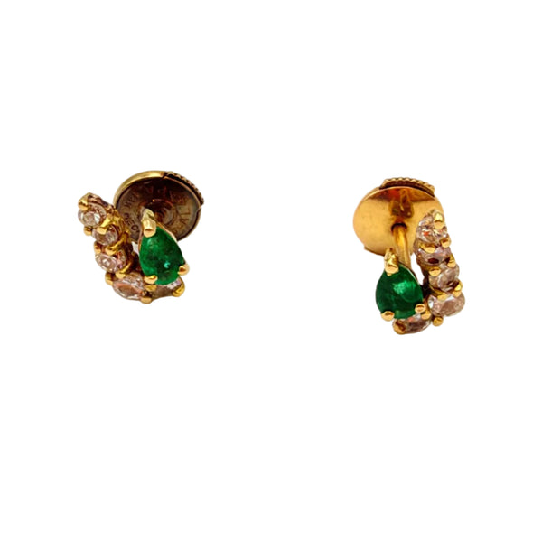 Boucles d'Oreilles en Or Jaune avec Oxyde de Zirconium 18K