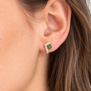 Boucles d'Oreilles en Or Jaune avec Oxyde de Zirconium 18K