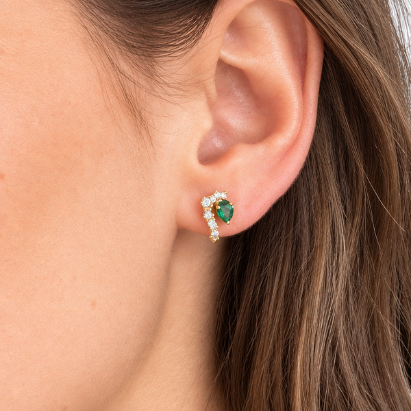 Boucles d'Oreilles en Or Jaune avec Oxyde de Zirconium 18K