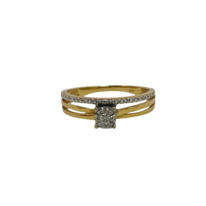 Bague Solitaire Or Jaune 18K avec Diamants T.53
