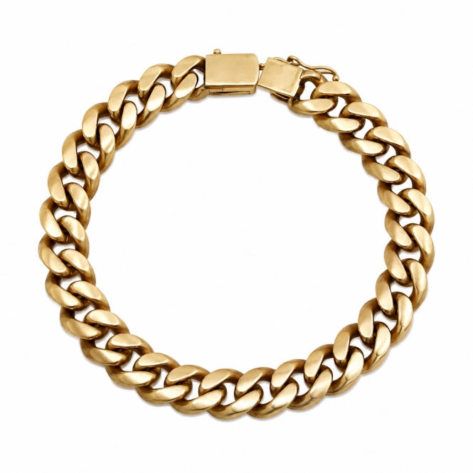 Bracelet en or jaune 18 carats avec gourmette plate