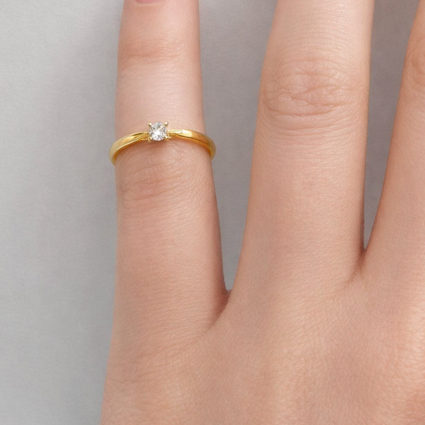 Solitaire en Or Jaune 18K - Taille 49 - 1.77 Grs